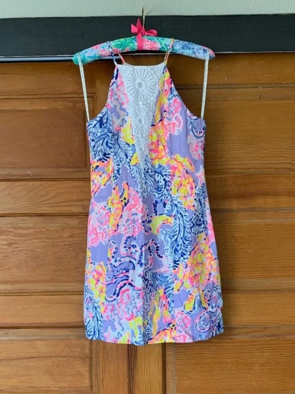 Lilly Pulitzer Pearl Shift Dress Size 0 Lilac Verbena Snappy Medallion Lace 0091